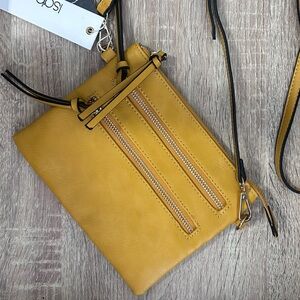 Vegan Leather Yellow-Mustard crossbody purse NEW WITH TAGS